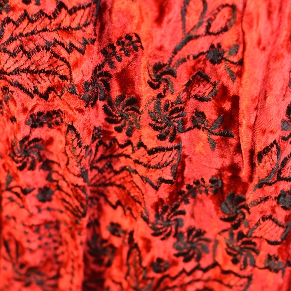 April Cornell Red Velvet Embroidered Dress SZ S - Picture 5 of 6